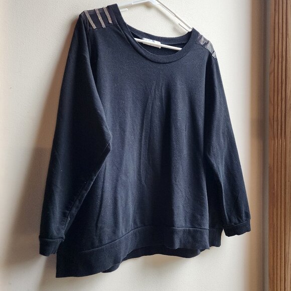 89th & Madison Black Jeweled Embellished Scoop Neck Sweatshirt Size 2X - Picture 3 of 16